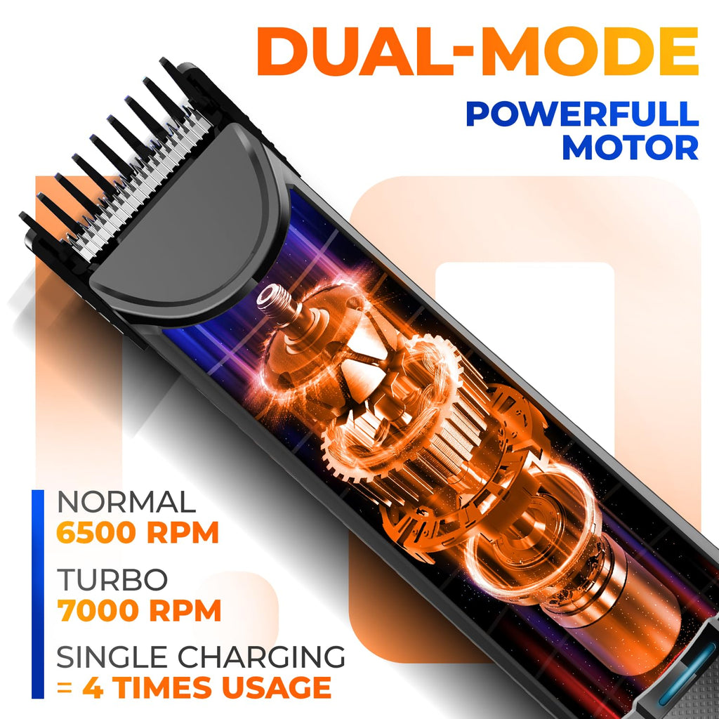 1.0 Waterproof Body Trimmer By Urban Gabru | Stainless Steel Ceramic Blade,Led Light,90 Min Battery,Dual-Mode Motor,4 Combs,Fast Charging,Travel Lock For Men'S Grooming (Black)