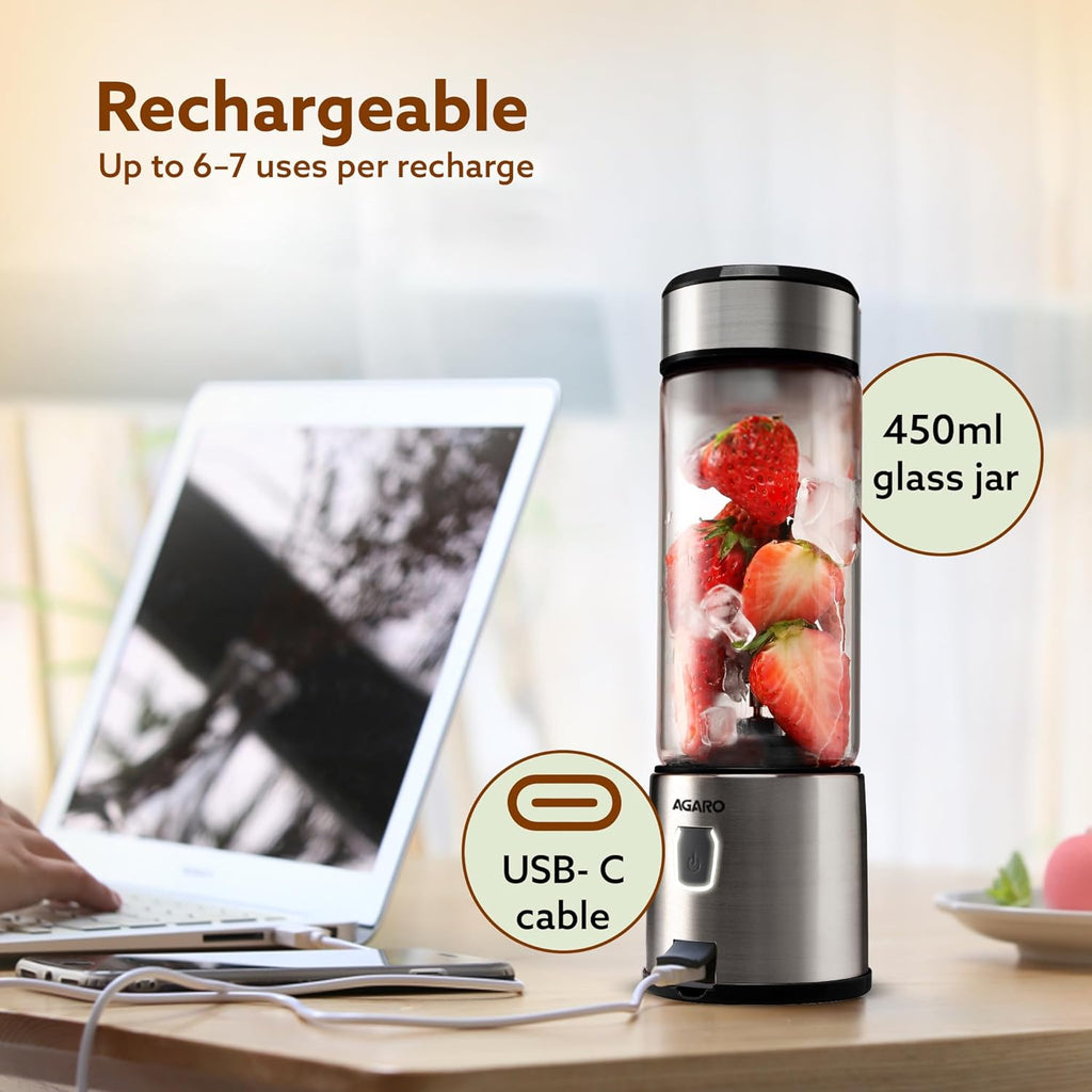 Portable USB Rechargeable Mini Juicer Blender,Electric Juicer Bottle For Smoothies and Juices, Mixer Juicer that Crushes Ice